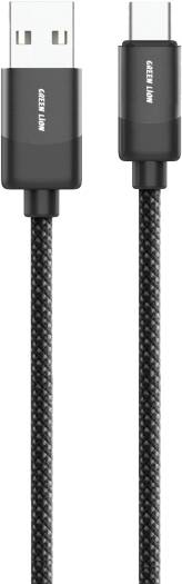 Green Lion USB-A to USB-C Braided Cable, 1M Wired Length, 10000 Bends, 480 Mbps Transfer Speed, Aluminum Alloy Material, Wide Compatibility, Secure & Safe - Black