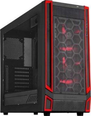 SilverStone - RedLine Mid tower tower with window, red LED fan, ATX, black | SST-RL05BR-W