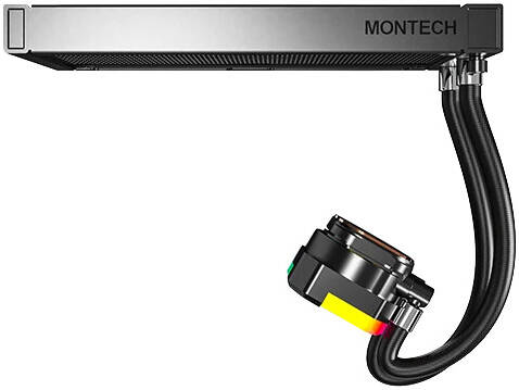 Montech HyperFlow ARGB 240 AIO Liquid CPU Cooler, 240mm Radiator, 2x 120mm aRGB Pre-Installed Fans, 3100 RPM Fan Speed, 76.2 CFM Fan Airflow, Fluid Dynamic Bearing, Black | HYPERFLOW-ARGB-240-BLACK - Image 3