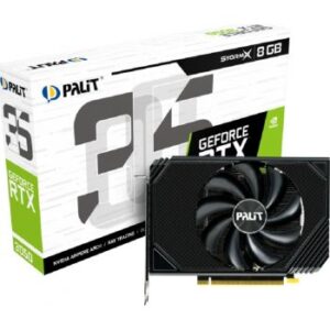 Palit GeForce RTX 3050 StormX Graphics Card, 8GB GDDR6 128 Bit Memory, 2560 Cuda Cores, 1777 MHz Boost Clock, 14 Gbps, PCI-E 4.0 Bus, 224 Gb/sec Bandwidth, HDMI, DP | NE63050019P1-190AF