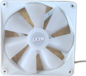 NZXT F140 RGB Core Case Fans, 140 x 140mm Fan Size, 1500 RPM Fan Speed, 90.79 CFM Airflow, 34.48 dBA Noise Level, Fluid Dynamic Bearing, Plastic, Rubber, & PCB Material, Open Box, White | CL-2202