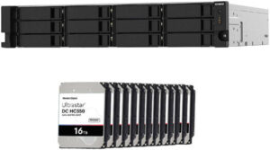 QNAP TS-1232PXU-RP-4G 12-Bay 192TB (12 x16TB) NAS Bundle with WD Ultrastar DC HC550 16TB 3.5" HDD, 512MB, 7200rpm, ARM Cortex-A57 Quad-Core CPU, 4GB DDR4 RAM, 2 x 2.5GbE RJ45 | 2 x 10GbE SFP+