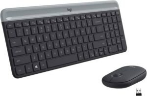 Logitech Mk470 Slim Wireless Keyboard & Mouse Combo For Windows, 2.4Ghz Unifying Usb-Receiver, Low Profile, Whisper-Quiet, Long Battery Life, Optical Mouse, Pc/Laptop, Arabic Layout - Graphite