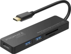 Promate Multi-Function High Speed USB-C Hub, USB ports, 4K HDMI port and a MicroSD/SD card slot | LinkHub-C