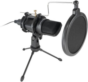 Steel Play Stream Mic, USB Condenser Microphone, Braided Cable, Gold-Plated USB Connection, 20 Hz-20 kHz Frequency Response, Black | JVAPCM00598