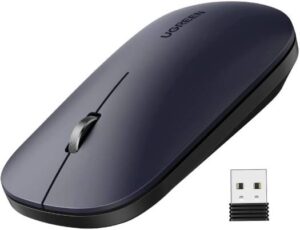 Ugreen 2.4G Slim Wireless Mouse, 4 Levels Adjustable 4000 DPI, Ultra Silent Mouse, Long-Lasting Battery Life, 10M Transmission Distance, For Laptop / Computer / Chromebook / MacBook, Black | 90372