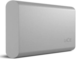 LaCie 1TB Portable External Solid State Drive, USB-C / USB 3.2 Interface, Speeds Up To 1050MB/s, With Rescue Services, 6.5' Drop Resistance, For Mac PC and iPad, Silver | STKS1000400