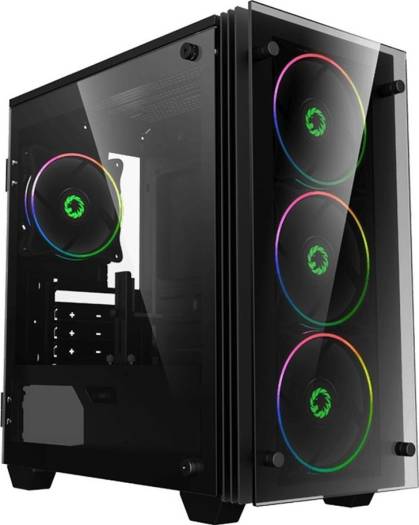 Gamemax Mini Stratos H609 RGB ATX Gaming Case, With 4 Fans, Tempered Glass, 2.5" Drive Bays, Up To 240mm Radiator Size Support, Black | H609