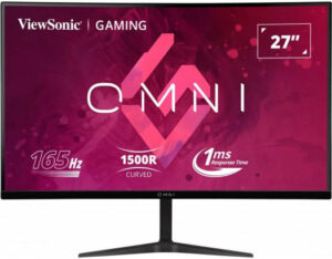 ViewSonic VX2718-2KPC-MHD 27" 165Hz QHD Curved Gaming Monitor, 1ms Response Time, AMD FreeSync Premium, 2W Dual Speakers, 3.5mm Audio Out / 1 HDMI 2.0 / 2 DisplayPort 1, Black | VX2718-2KPC-MHD