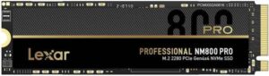 Lexar NM800PRO 512 GB M.2 2280 PCIe Gen4x4 NVMe Internal SSD, Read speed up to 7450MB/s, Write speed up to 3500MB/s, NVMe 1.4, 3D TLC, 500TBWC | LNM800P512G-RNNNG