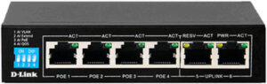 D-Link DES-F1006P-E 6-Port PoE Switch, 10/100 Mbps, 250m Max Distance, QoS, 4x Fast ETH Ports, 2x Uplink | DES-F1006P-E