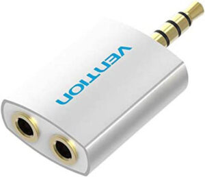 Vention 3.5mm Earphone Audio Splitter Connecter Adapter, With Mic, 1 Male to 2 Female Audio Adapter, Compatible For Headphone / PC / Mobile Phone, Silver | BDAW0