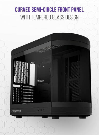 Tortox Vidrio ATX Full Tower Case, 6x Pre-Installed ARGB PWM Fans, Up to 360mm Radiator Support & 9x Fan Support, Semi Curved Tempered Glass, Dust Proof Filter, SPCC Material, Black | VIDRIOB - Image 10