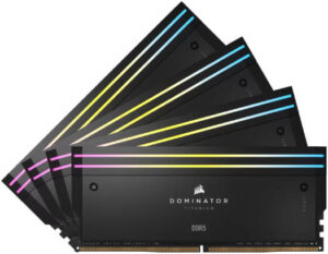 Corsair Dominator Titanium 96GB (4 x 24 GB) DDR5 RGB Desktop Memory Kit, 6400MT/s Memory Speed, CL32 CAS Latency, 1.40V Tested Voltage, 288 Pin, XMP 3.0, Black | CMP96GX5M4B6400C32