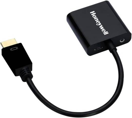 Honeywell 3-in-1 HDMI to VGA, 3.5mm Audio Jack & Micro USB Port, 1080p@60Hz HDMI & 6.75GB, VGA Resolution, Compatible with-LED, Laptop, Gaming Console etc-Black | HC000001/ADP/BLK