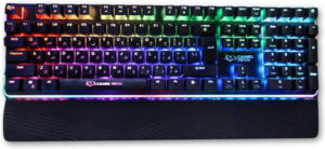 Camel Tech Sahara RGB Wired Keyboard, Surrounding RGB Lights, Fully Customizable Software, Arabic/English Layout, Red Gaetron Switch, Arm Rest , Black | 7340446630038