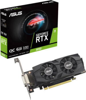 ASUS GeForce RTX 3050 LP BRK OC Edition Graphics Card, 6GB GDDR6 96-Bit Memory, 1507 MHz Boost Clock, 2304 CUDA Cores, 14 Gbps Memory Speed, PCI Express 4.0 | 90YV0KQ0-M0NA00