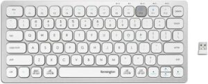 Kensington Multi-Device Dual Wireless Compact Keyboard, Scissor & Shortcut Mechanism, Low Battery Indicator, English - Arabic QWERTY Layout, Bluetooth / USB 3.0 Connectivity, Silver | K75504AB