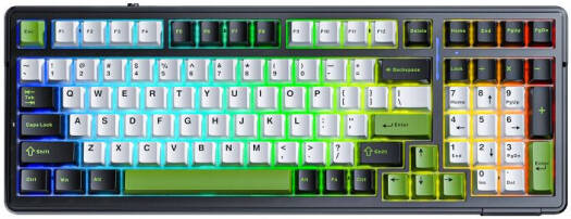 AULA F99 Gasket 98% Mechanical Keyboard, 99 Keys, Hot Swappable, Pre-Lubed Linear Switches, Ultra Low Latency, Five Layers of Noise Reduction, 8000mAh Battery, Tri-Mode Connectivity, Black/Green | F99