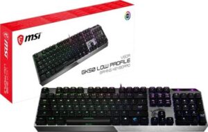 MSI Vigor GK50 Low Profile Gaming Keyboard, Backlit RGB LED, Kailh Low Profile Mechanical Switches, English Keyboard, Aluminum | S11-04US254-GA7 / S11-04AR213-GA7