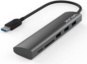 Wavlink Aluminum USB 3.0 5 Port HUB With SD and Micro SD Card Reader, Supports Transfer Rates Up to 5Gbps, Compatible with USB2.0/ USB1.1 and USB1.0, Black | WL-UH3047R