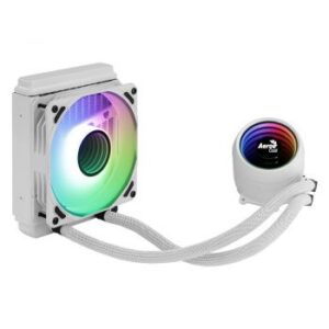 Aerocool Mirage L120 120mm ARGB Intel/AMD CPU Liquid Cooler, Stainless Steel Bearing, 120mm Hydraulic Bearing Fan, 1800 rpm Fan Speed, 72.2 CFM Airflow, 60000 Hrs MTBF, White | AC-MIRAGE-L120-WH