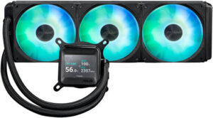 ASUS Prime LC 360 aRGB LCD CPU Liquid Cooler, 2.3" LCD Display, 360mm Radiator, 3x PRIME LC 36025 Integrated Fan, 2500 RPM Fan Speed, 77.22 CFM Fan Airflow, Black | 90RC00Z1-B0EAY0