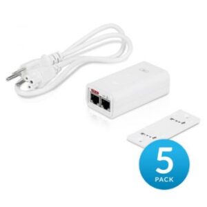 Ubiquiti Networks PoE Injector, 24VDC, 12W, 5-Pack, White | POE-24-12W-5P