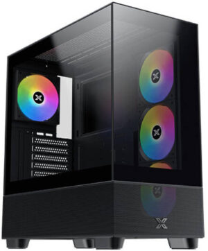 Xigmatek Endorphin Air V2 E-ATX Computer Case, 4x S20A Pre-Installed Fans, 360mm Radiator Support, 7 Expansion Slots, Two-Sided Tempered Glass, Steel Material, Black | EN41822