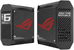 ASUS ROG Rapture GT6 Tri-Band WiFi 6 Gaming Mesh WiFi System, Covers up to 5,800 sq ft, Up to 4804Mbps Speed, 2.5 Gbps Port, Triple-Level Game Acceleration, UNII 4, 2PK, Black | 90IG07F0-MU9A20