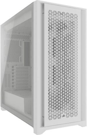 Corsair 5000D Core Airflow Mid-Tower ATX PC Case, High-Airflow Front Panel, Tempered Glass Case Windows, Up to 360mm Radiator & 12x Fan Support, 25mm Cable Routing, White | CC-9011262-WW