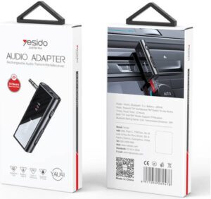 Yesido YAU41 Bluetooth Launcher/Receiver Two Mode Adapter, 5.1 Bluetooth Connectivity, Up To 10 Meters Range, 3.5mm Audio AUX Compatibility, Type-C, 180mAh Battery Capacity, Black | YAU41
