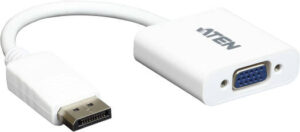 Aten DisplayPort to VGA Adapter, DisplayPort Male (White) & HDB-15 Female (Blue), Up to 4096 x 2160 @ 60Hz Input, White | VC925