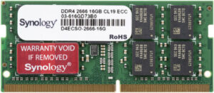 Synology 16GB (1 x 16GB) DDR4 2666 MHz ECC SO-DIMM Server Memory, 2666 MHz Clock Speed, 260 SO-DIMM, Compatible with RS820RP+, RS820+, DVA3219 | D4ECSO-2666-16G
