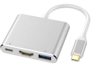 Zonixplay Type-C To 3 In 1 Multiport Adapter, USB 3.1 To HDMI / USB 3.0 / USB-C, Compatible With PC - Laptops & Cellular Phones, Silver | ‎ZP006