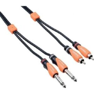 Bespeco SLY2JR500 2JK to 2RCA Cable, 5 Meter Length, Black Orange | SLY2JR500