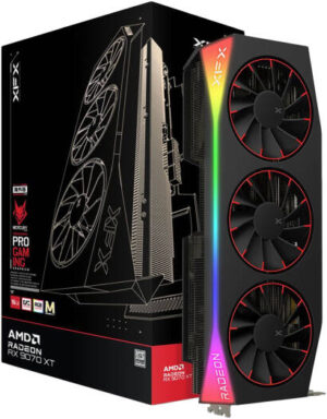 XFX Mercury AMD Radeon RX 9070XT OC Magnetic Air Edition Graphics Card, 16GB GDDR6 256-Bit Memory, 3100 MHz Boost Clock, 4096 Stream Processors, 20 Gbps Memory Speed, PCI Express 5.0 | RX-97TMARGB9