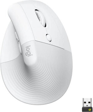 Logitech Lift Vertical Ergonomic Mouse, Logi Bolt USB Receiver, 4000 DPI Sensitivity, Multi-OS Compatibility, 10m Range, 2 Year Battery Life, Quiet Clicks & Smartwheel, Off White | 910-006475