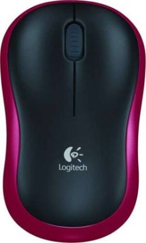 Logitech M185 Wireless Mouse, 1000 DPI Optical Tracking, 2.4GHz with USB Mini Receiver, 1000 DPI Optical Tracking, Ambidextrous PC/Mac/Laptop, Black / Red | 910-002237/910-002240