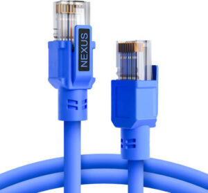 Nexus Patch Cord CAT6-A UTP Network Cable, 10 Gbps Transfer Rate, 350Mhz Speed & Frequency, 23AWG Full Bare Copper Conductor Material, Weather Proof PVC Jacket, 10M Length, Blue | 10MCAT6AUTP