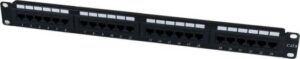 Genuine Patch Panel Cat6 UTP 24 Port Loaded, UTP Keystone | PP-C6UBLK24L-1U