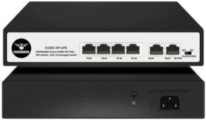 CMD E300 4FE PoE+ Switch, Unmngd, IEEE802.3af/at, 15.4W/30W PoE+, 4x10/100Mbps PoE+ ports, 1.2Gbps Swtch Cap, 65W Pwr, Blk | E300-4P+2FE