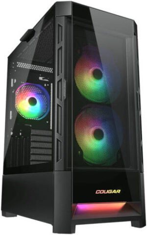 COUGAR DUOFACE RGB ATX Mid Tower PC Case, Tem Glass & Mesh Front Panels,  Brilliant RGB Lighting, Up to 280mm Radiator  & 5* 120mm Fans, 7+3 Exp Ports, USB 3.0 x 2, USB 2.0, Black | CG-GC-DUOFACE-BLK