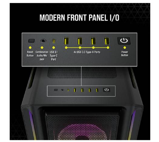 Corsair iCUE 5000T RGB Mid Tower ATX PC Case, Tempered Glass, 360mm Radiator & 10x Fan Support, 3x 120mm Fan Included, 7 + 2 Vertical Expansion Slots, Black | CC-9011230-WW - Image 5