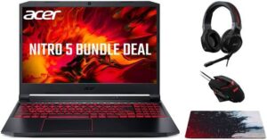 Acer Nitro 5 AN515-55 15.6'' FHD Laptop, 10th Gen Intel Core i7-10750H 2.60 GHz, 16GB DDR4 SDRAM, 256 SSD + 1TB HDD, GTX 1650 4GB, Windows 10 Home, Black, Bundle (Headset+ Mouse+Pad) | NH.Q7MEM.00R
