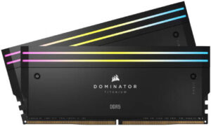 Corsair Dominator Titanium 64GB (2 x 32GB) DDR5 RGB Desktop Memory Kit, 6600MT/s Memory Speed, CL32 CAS Latency, 1.40V Tested Voltage, 288-Pin, XMP 3.0, Black | CMP64GX5M2X6600C32