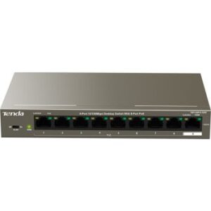 Tenda TEF1109P 9-Port Fast Unmanaged Switch With 8-Port PoE, 6kV Lightning Protection, VLAN Button, Transmission Distance Up to 250m, Large Packet Buffer, 102W High Power, 1.6 Gbps | TEF1109P-8-102W