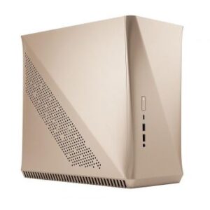 Fractal Design Era ITX Cobalt TG Compact Computer Case, 1x SSR3 80mm Fan Included, Up to 240mm Radiator & Total of 5 Fans Support, Front Type-C, Easy Access, Gold | FD-CA-ERA-ITX-CHP