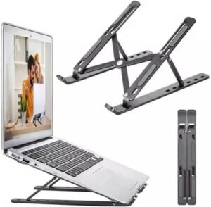 Adjustable Laptop Stand, Portable Aluminum Laptop Riser Laptop Holder for Desk, Foldable Ventilated Cooling Computer Support Stand, BLACK