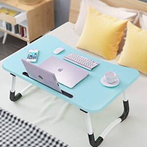 Folding Bed Table Laptop Tray Lap Desk Notebook Stand with ipad Holder Cup Slot Adjustable Anti Slip Legs Foldable for Indoor Outdoor Camping Study Eating Reading
